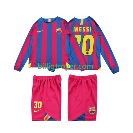 Billige Fotballdrakter FC Barcelona Lionel Messi 10 2006 Barn Retro Hjemmedraktsett 2005 Langermet